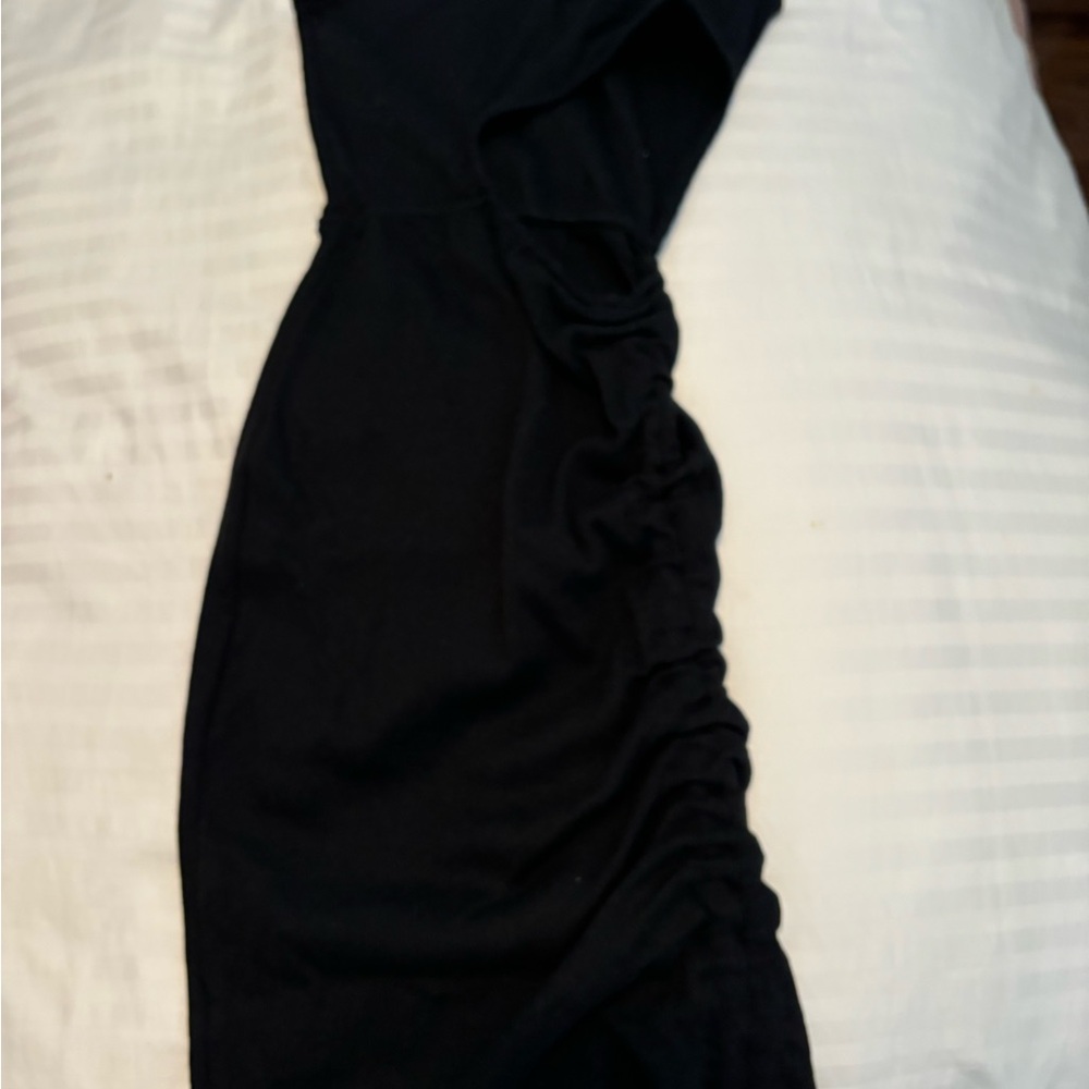 PrettyLittleThing One Shoulder Ruched Dress Black